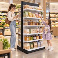 Étagère de supermarché double face réglable en métal pour centre commercial, gondole d'aisle, unité d'étagérage pour l'affichage de marchandises alimentaires