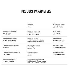 Occhiali da Sole TSSD <span class=keywords><strong>E8</strong></span> Smart Music Designer con Funzione Vivavoce Bluetooth, Audio Integrato e Cuffie Wireless - Product Image 3