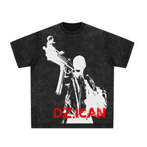 T-shirt personnalisé imprimé numériquement, coupe ample, effet vieilli, délavé à l'acide, épaules tombantes - Product Image 3