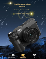 Cámara sin Espejo 5K UHD de 75MP con Doble Lente Frontal y Trasera, Pantalla Táctil IPS de 3.0 Pulgadas, Control por Aplicación WiFi, Modo Belleza, para Vlogging