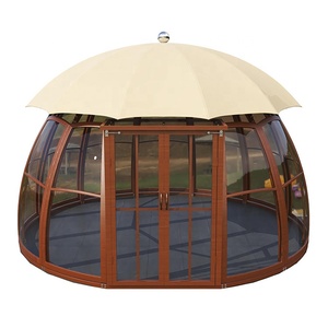Gazebo Mojia Mojia Tc-round con Forma de OVNI, Gazebo Bibo con Forma de OVNI para Exteriores, de Aluminio para Jardín, con Techo de Poliéster y Policarbonato Impermeable - Product Image 1