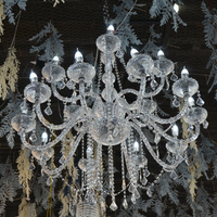 Lustre en cristal de métal argenté doré, décoration de salle de fête de mariage, suspension à LED, décoration de plafond