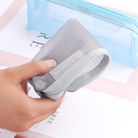 Trousse à crayons transparente en maille avec fermeture éclair, fabriquée en Chine, à ouverture supérieure, pour étudiants, sac de papeterie pour examens du collège et du lycée, style coréen