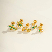 Maina Corn Snake Green Zircon Tragus Earring Piercing Ear Stud Stainless Steel Externally Thread Cartilage Lobe Piercing Jewelry