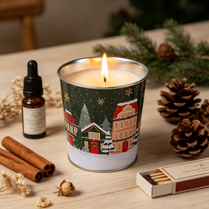 Boîte en métal de Noël à motif <span class=keywords><strong>Village</strong></span> Hivernal, pour bonbons et biscuits, organisateur de bureau festif, décoratif, avec LED, pour la maison et le jardin - Product Image 4