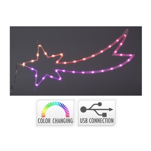 Décoration lumineuse étoile 30 LED RGB multicolore 60x25cm avec USB - Product Image 1
