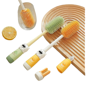 Juego de cepillos de silicona 4 en 1 para limpieza de biberones, cepillo de mango largo para pajitas y vasos, limpiador de tetinas portátil - Product Image 1