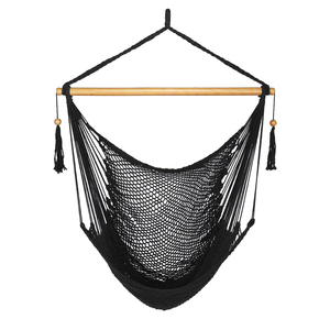Indoor/Outdoor Caribbean Hanging <b>Hammock</b> Chair Swing Soft-Spun Polyester Rope 300 Pound Capacity Swing Large Macrame Chair - Product Image 1
