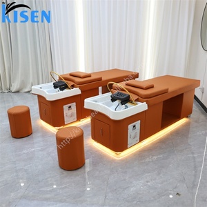 Kisen – Lit de lavage capillaire haut de gamme avec éclairage LED, machine de lavage de cheveux, ensemble complet de mobilier pour spa capillaire, table de massage thaïlandaise pour salon - Product Image 4