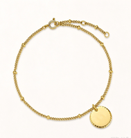 Bracelet chaîne perlée en forme de cœur à bord festonné, personnalisable en gros, en acier inoxydable 316L plaqué or PVD 18K, vierge, étanche, pour femme