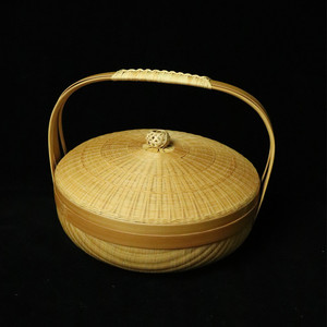Handmade <b>Bamboo</b> <b>Basket</b> Round With Lid Food Container Storage Tea Set Box Multifunctional Woven <b>Basket</b> - Product Image 1