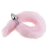 Queue de renard en fourrure artificielle avec plug anal en métal et design fessier - Jouet sexuel plug anal modèle WB-031 Vente en gros usine