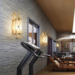 BIỆT THỰ VƯỜN cổ điển ngoài trời Chiếu Sáng Đèn Tường Ngoài Trời Đèn lồng Tường vàng Kính Ngoài Trời Treo Tường Đèn - Product Image 3