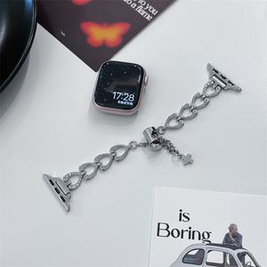 Ajustable <span class=keywords><strong>se</strong></span>ñoras de acero inoxidable Metal <span class=keywords><strong>Smartwatch</strong></span> pulsera corazón Rhinestone 38 45 49mm correas de reloj Zinc 3 4 5 <span class=keywords><strong>SE</strong></span> para <span class=keywords><strong>Apple</strong></span> - Product Image 3
