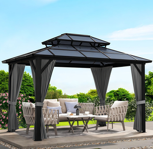 Gazebo de Metal Resistente con Techo Fijo en Forma de Domo, Pérgola Impermeable para Jardín Exterior y Plaza Comercial - Product Image 1