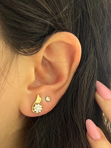 Pendientes de tuerca de oro macizo de 18 quilates Vintage, corte brillante, Diamante cultivado en laboratorio, sofisticados pendientes de diamantes cultivados en laboratorio, diseño impresionante - Product Image 3