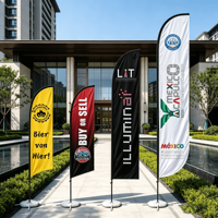Drapeau publicitaire extérieur résistant aux intempéries, impression personnalisée, bannière publicitaire en forme de larme pour roadshow avec base