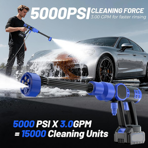 Hidrolavadora Eléctrica de 21V con Kit de Pistola Rociadora <span class=keywords><strong>y</strong></span> <span class=keywords><strong>Baterías</strong></span> Dobles para Lavado de Autos - Product Image 4