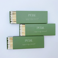 Cajas de cerillas delgadas personalizadas al por mayor, de madera natural verde oscuro, cerillas largas personalizadas para recuerdos de boda
