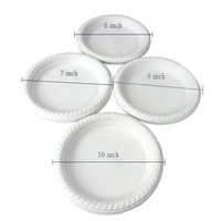 Assiettes jetables biodégradables en amidon de maïs compostables, emballées sous film rétractable de différentes tailles