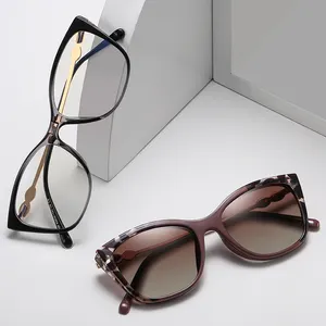 MS 96035 Eyeglasses Frame New Designer Metal Optical Frames Magnet Clip On Sunglasses Women Eyeglasses With Clip On Sunglasses