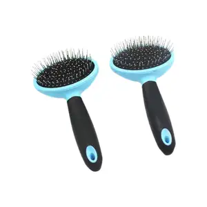 Soft Rubber Pad End Rounded Pins Pet Dog Cat Animal Puppy Brush Comb With Anti Slip Handle