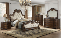 Cadre de lit américain de luxe pour lit queen, structure en bois massif, ensemble de chambre à coucher, meubles de chambre à coucher sculptés à la main pour lit king