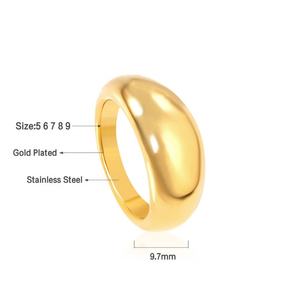 Anillos de Acero Inoxidable Personalizables para Mujer, Venta al por Mayor, Resistentes al Agua, Chapados en Oro, Textura Gruesa, Anillos en Forma de Croissant - Product Image 3