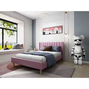 Rosa principessa bambini camera da letto <span class=keywords><strong>ragazze</strong></span> camera da letto bambini tappezzeria letto singolo con <span class=keywords><strong>gambe</strong></span> in legno - Product Image 1