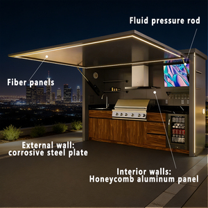 Cocina Móvil de Acero de Estilo Contemporáneo para Exteriores con Fregadero y <span class=keywords><strong>Parrilla</strong></span>, Ecológica y Duradera para Apartamentos y Tiendas - Product Image 3