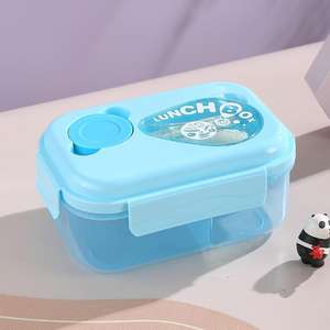 Lonchera Infantil de Viaje de 1100 ml, Apta para Microondas, <span class=keywords><strong>con</strong></span> 3 Compartimentos, Lonchera Bento de Plástico <span class=keywords><strong>con</strong></span> Cubiertos para la Escuela, Contenedor de Alimentos - Product Image 6