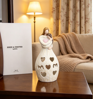 Sculpture en résine texture bois, figurine artistique de princesse féerique découpée, porte-bougie LED, boîte à musique, objet de collection pour la maison et les fêtes