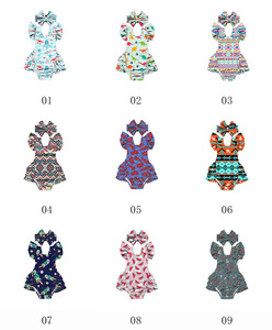 Combinaison d'été pour bébés filles HY-045-ZXL, style boutique, à bretelles bulles, volants superposés, motif animal - Product Image 6