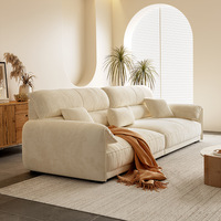 Canapé carré en tissu velours givré de luxe léger avec rembourrage en éponge, design moderne et minimaliste pour petit appartement ou salon