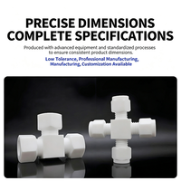 Raccord de compression en PTFE sur mesure, résistant aux acides et aux alcalis, connecteur à 3 voies pour applications industrielles chimiques et de tubulatures.
