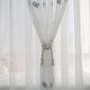 Disegno nordico minimalista bianco <span class=keywords><strong>tende</strong></span> di garza per i ragazzi ragazze camere da letto del fumetto ricamo di calcio tecnica intrecciata per la baia - Product Image 3