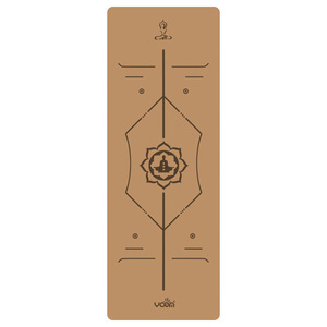 Tapis de yoga en liège et caoutchouc naturel, épaissi, absorbant la transpiration, avec lignes de posture gravées et système d'alignement pour l'entraînement professionnel - Product Image 5