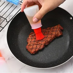 Silicone <b>Oil</b> Bottle Brush <b>Oil</b> <b>Dispenser</b> Bottle With Barbecue Brush High Temperature Resistant Basting Brush Kitchen BBQ Tools - Product Image 5