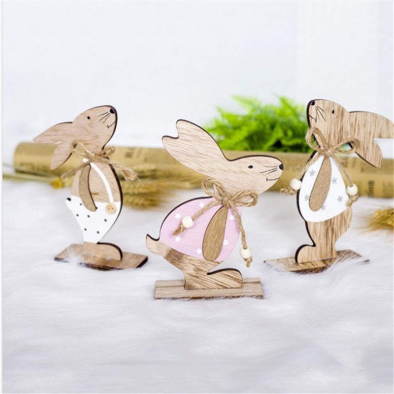 Creative Easter Decorations Rabbit Ornaments Wooden Home Decor for Tabletop Decoration