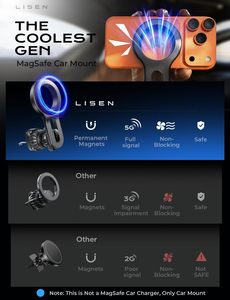 Support magnétique pour téléphone de voiture LISEN 2026 avec clip à crochet en acier robuste pour iPhone 16 15 Pro Max, support universel pour grille d'aération de voiture - Product Image 2