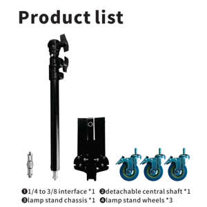 Support d'éclairage métallique robuste de 80 cm, trépied réglable en hauteur avec roues pour studio photo, tournage vidéo et support en direct - Product Image 2