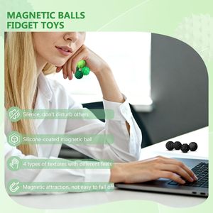 Jouet anti-stress en silicone avec billes magnétiques pour adultes, réduction du stress, anti-anxiété, balle magnétique sensorielle pour adultes, enfants, autisme, TDAH - Product Image 4