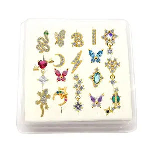 Gaby Nose Ring Diamond Stainless Steel Nose Studs Sexy Butterfly Gold Nose Ring Bulk Stud Real Piercing Jewelry