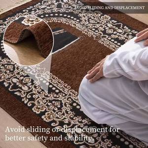 Tapis de prière le plus vendu au Moyen-Orient, motif floral couronné, lavable, avec peluche haute densité et base antidérapante pour usage domestique - Product Image 1