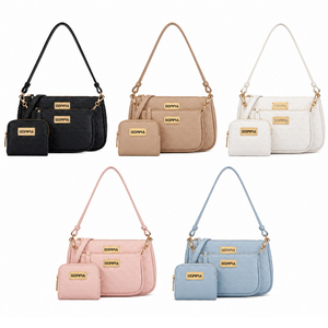 Ensemble de sacs à bandoulière pour femme en cuir PU rose personnalisé avec porte-monnaie assorti et pochette avant, sac à main décontracté pour tous les jours - Product Image 6