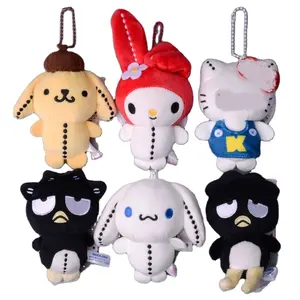 DHF 9ซม.Mini Sanrioed Stitch Seriesตุ๊กตาตุ๊กตา KawaiiอะนิเมะKuromi Cinnamorollกระเป๋าจี้ของขวัญพวงกุญแจของเล่นตุ๊กตา