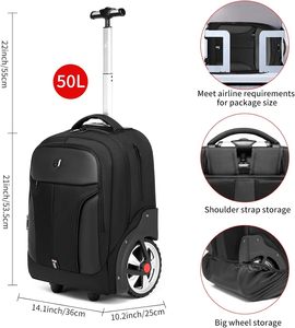 Factory Customize logo Large Capacity <b>Wheeled</b> Tool <b>Backpack</b> with Shoulder Strap and Durable Handle - Product Image 2