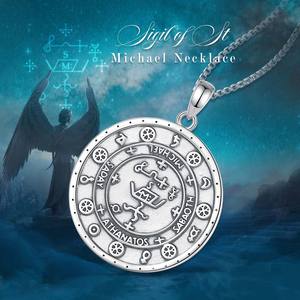 Collier en argent sterling 925 avec talisman de protection, médaille, bijou, médaillon, <span class=keywords><strong>sceaux</strong></span> géométriques des archanges, ange - Product Image 4
