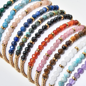 Bulk Supply Amazonite Lapis Lazuli 4mm Beaded <b>Bracelet</b>, Gold Spacer Jewelry for Boutiques & Mother's Day Gifting - Product Image 1
