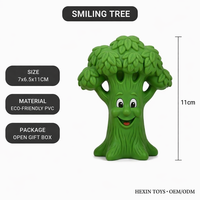Jouet en PVC vert 7x6.5x11cm, arbre souriant, jouet doux à presser, jouet éducatif sur le thème de la faune sauvage, décoration de bureau pour enfants